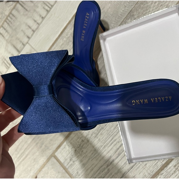 Azalea Wang navy bow tie heels - Picture 1 of 4